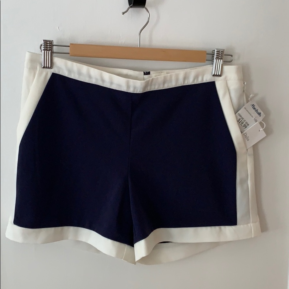 Navy and cream polyester short